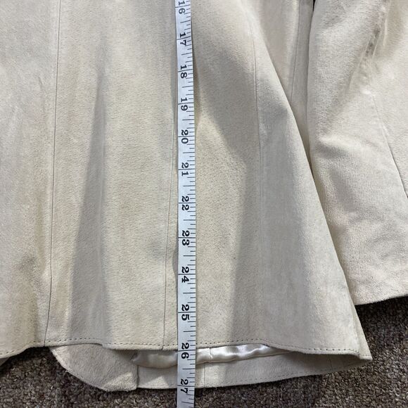 NWT Dennis Basso Beige Washable Suede Curved Hem Button Front Jacket NWT XS - Picture 4 of 8